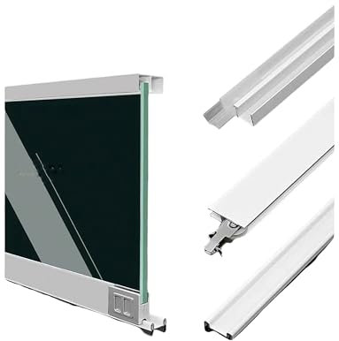 Kit di ferramenta for porte scorrevoli con rulli silenziosi e resistenti for vetrine in vetro da 8 mm, librerie - Binario scorrevole for armadi, cabine armadio e ante espositive(Silver,80cm/31.5in)
