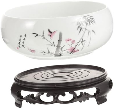 MOTHNUR Pot de Lotus Céramique sans Drainage Grand Vase Asiatique Vintage pour Plantes Dintérieur Bol Décoratif Étanche pour Maison et Bureau