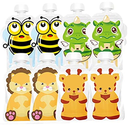Sachets d'aliments pour bébés réutilisables serrer le rangement des aliments pour bébé sac rechargeable sac 8pcs couleur aléatoire