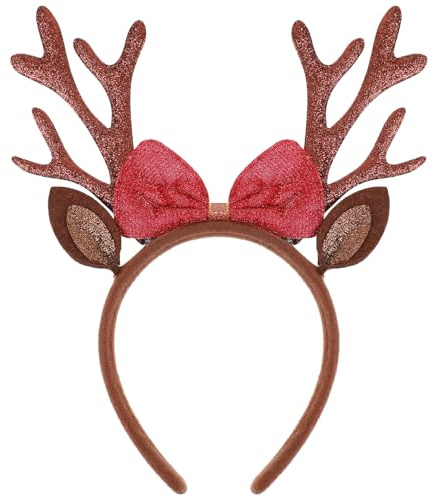 guduling Haarreif Rentier,Rentiergeweih Stirnband,geweih haarreif, Cosplay Kostüm,Reh Kostüm Kinder,Hirschgeweih Kopfschmuck für Frauen,Damen,Weihnachten,Karneval,Karneval,Alltags Accessoires