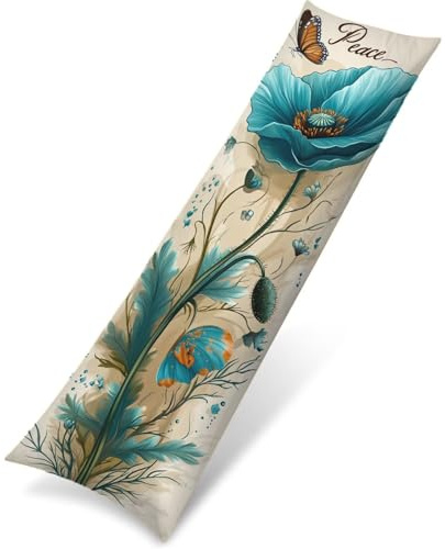 Blu Cuscino per Dormire Laterale 60x180 Cuscino Lungo per Dormire Lateralmente, Cuscini per il Collo, per Gravidanza e Sostenere la Maternità, Migliorare Qualità Del Sonno, Federe Cuscini Fiori Q-1531