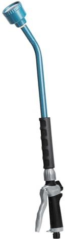 RESTMO Bâton d'arrosage en métal de 62 cm, long pommeau de jardin avec manche, tige d'arrosage | Douche douce et contrôle du débit, idéal pour paniers suspendus, arbustes, plantes, fleurs et pelouses, bleu