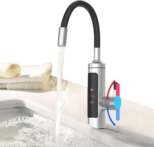 Infinn Wasserhahn mit Durchlauferhitzer, 360º Schwenkkopf, LED-Display, 3000W, Wasserhahn mit Heizspirale, Anti-Spritz Edelstahl Küchenarmatur Elektrischer Wasserhahn, Sofort heißes Wasser