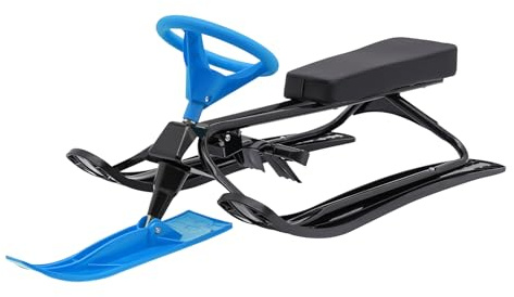HUOMMGS Bob släde med ratt och fotbroms, släde barn från 3–15 år styrsläde med 18 tums sitslängd ergonomisk styrsläde upp till 100 kg styrsläde för skidåkning (blå)