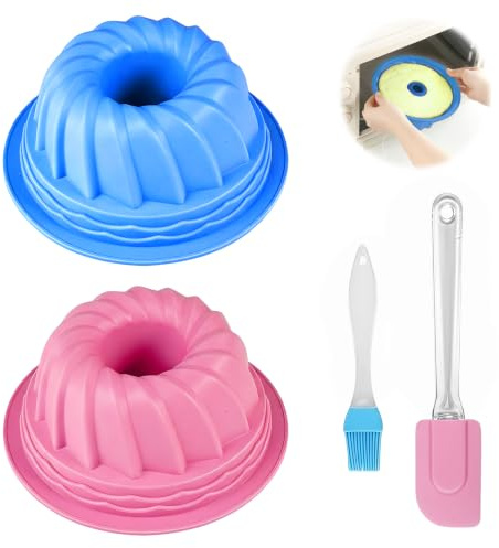 2 stycken Gugelhupfformar silikon, silikonbakform Gugelhupf Ø 15 cm