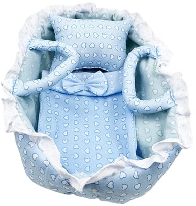 Maouira 12-Zoll Puppenschlafkorb mit weichem Kissen und Decke für 30-cm Babypuppen für Rollenspiele, Rollenspiel Puppenzubehör