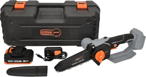 Motosega Cordless 12V con Valigetta, Potatore a Batteria 2000 mAh, Barra 6 (15cm), Taglio Max 13cm, Giri/Min 25000, Motore 550#, per Potatura e Giardinaggio, Modello KOSMA006