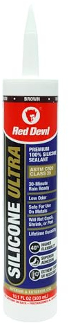 Red Devil 078040 Silicone Ultra 100% RTV Silicone Sealant, 10.1 oz., Brown, 1 Pack