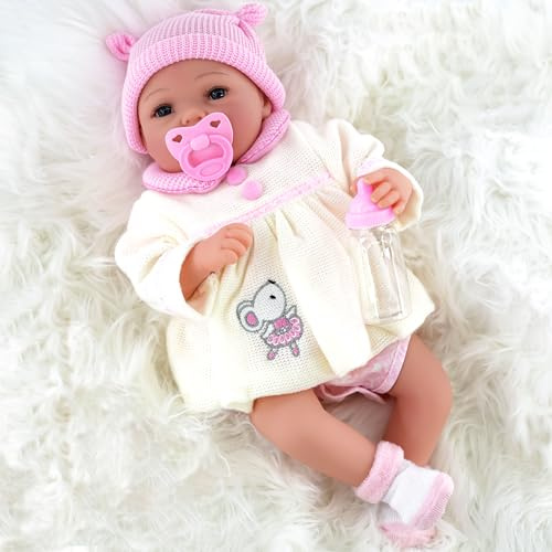 The Magic Toy Shop BiBi Doll Reborn Baby Doll with Open Eyes – 20 Inch Lily Realistic Baby with Dummy, Feeding Bottle & Birth Certificate – Lifelike Newborn Girl for Kids Age 3+