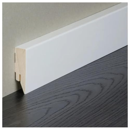 HORI Sockelleiste weiß lackiert RAL 9016 I Massivholzkern Fußleiste I Modernes Profil I Hochwertige Bodenleiste für perfekten Abschluss I Wandabschlussleiste I Maße: 2400 x 16 mm - Höhe: 40