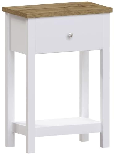 Vida Designs Arlington Table Console avec étagère et tiroir en MDF Blanc