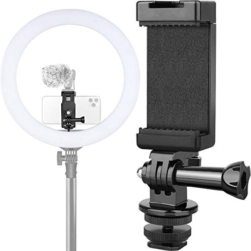Anwenk Handy-Halterung Blitzschuh-Adapter mit Blitzschuh-Halterung für Mikrofon/Blitzlicht, kompatibel mit GoPro Hero DJI Osmo Action Kamera Smartphone, Befestigung an DSLR-Kamera/Ringlicht/Stativ