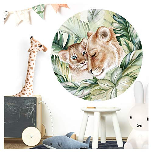Little Deco Wandtattoo Kinderzimmer Wandbild Wald Löwe Wandsticker für Kinder Wanddeko Spielzimmer Wandaufkleber Schlafzimmer Tapete selbstklebend 60 cm DL596