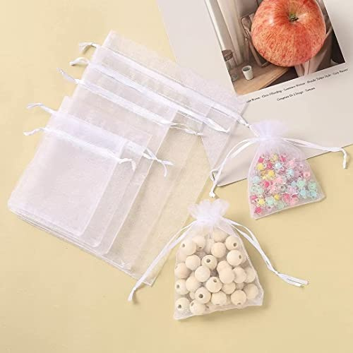 HERZWILD 100 Stück Organzasäckchen weihnachten Organzasäckchen Weiß Organzabeutel Säckchen Geschenkbeutel Säckli organzasäckchen klein (10x15)