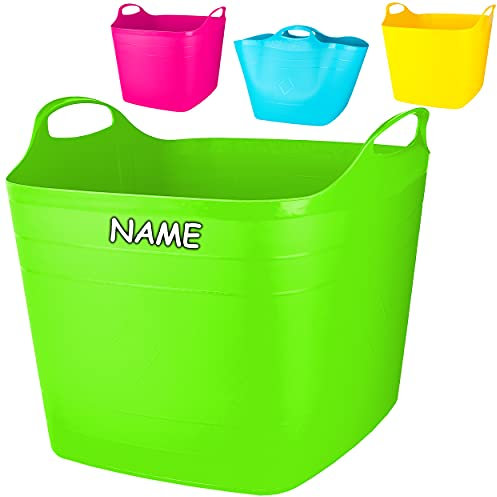 alles-meine.de GmbH Flexi & flexibel Modell + Farbwahl XXL großer - biegbarer - Aufbewahrungsbehälter mit Henkel - bunt - neon Farben - inkl. Name - Gummieimer - z.B. Gartene..