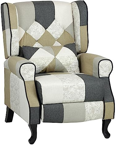 Totò Piccinni Poltrona Relax Reclinabile con Poggiapiedi Imbottita (Patchwork Elegant, Comfort)