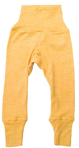 Cosilana, Pantalón de bebé con cintura umbilical, 45% algodón KBA 35% lana kbT, 20% seda, Color amarillo., 86 /92 cm