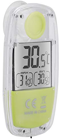 Solar-Thermometer, LCD-Display Solarbetriebenes Temperaturmessgerät Grün TS-809G Home-Fenster-Thermometer für Fenster- oder Glastürmontage