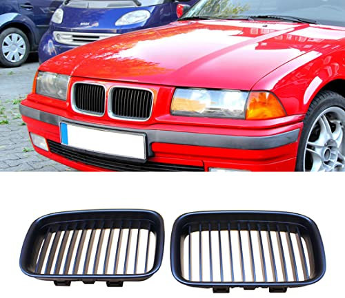HZYCKJ Rejillas frontales de radiador Para BMW E36 1992-1996 318i 323i 325i 320i 328i Capó delantero Parrilla de riñón de una lama Rejilla negra mate ABS