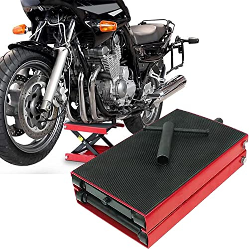 Xinng Motorcycle Repair Lift Jack Heavy Duty Motorbike Stand Adjustable Foldable 1100lbs Capacity Kickstand Table Scissor Lift Hoist with Handle