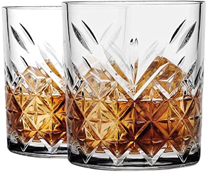 通用 LKMY Whisky Glasses, 335ml 2pcs,Crystal Glass,Rum Glasses, Water Glasses,Gin Glasses, Whisky Tumbler Glass for Scotch,Cocktail,Bourbon,Beer Glass,Gift for Men/Dad/Friend (180ML)