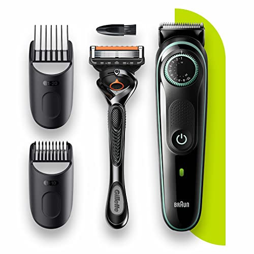 Braun Beard Trimmer 3 BT3341, Barttrimmer Für Männer, Haarschneidemaschine, Gesichtsbehaar, Zuverlässige Klingen, 39 Längeneinstellungen, Schwarz/Grün