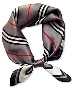 LumiSyne Seidenschal Damen Quadratischer Schal Farbnähte Geometrische Streifen Muster Satin Vierecktuch Multifunktionales Halstuch Seidentuch Paisley Bandana Kopfschmuck