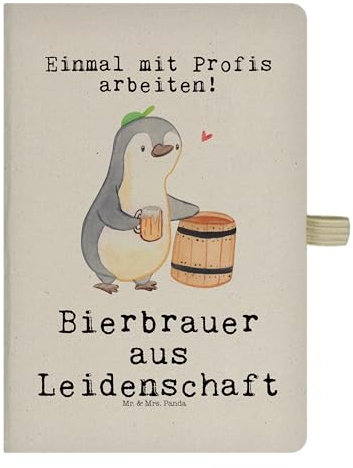 Mr. & Mrs. Panda DIN A5 Baumwoll Notizbuch Bierbrauer Leidenschaft - Geschenk, Rente, Schreibbuch, Bierfass, Selbstbrauen, Notizen, Adressbuch,