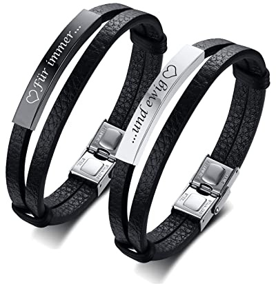 Partner Armbänder Freundschaftsarmband Herren Damen - Verstellbare Leder Pärchen Armband für Männer Frauen Geschenk Für Geburtstag Valentinstag Personalisierte Armbänder für Paar und Bester Freund
