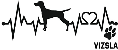 Generisch Autoaufkleber Aufkleber Herzschlag Liebe EKG Deko Sticker selbstklebend schwarz Breite 28cm Motiv: Hund Magyar Vizsla 01