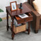PADMA HOUSE Massivholz Beistelltisch mit Schublade und Ablagefläche, traditioneller Beistelltisch, schmaler Telefontisch, Nachttisch, Couchtisch für Wohnzimmer, Schlafzimmer, Büro Nussbaum