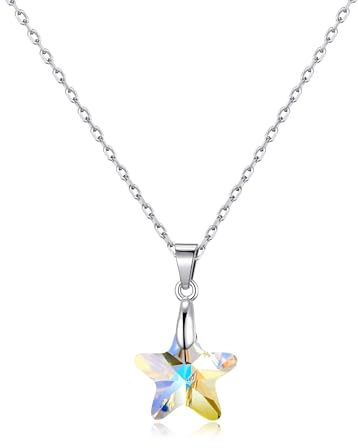 Philip Jones Sterling Silver Aurora Borealis Star Necklace Created with Zircondia® Crystals
