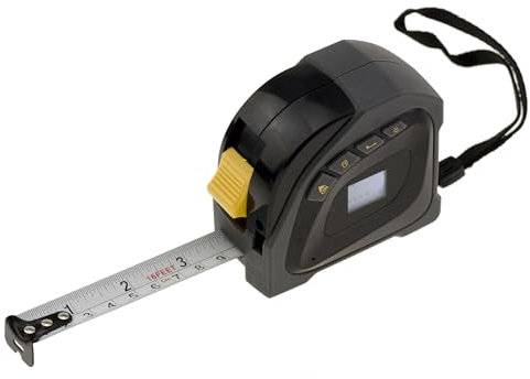 KALEA-INFORMATIQUE Mètre à ruban large longueur 5M avec télémètre laser incorporé d'une portée de 40m. Mesure et calcule les surfaces et les volumes