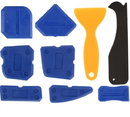 Silikon Dichtung Werkzeug, 9 Stück Fliesen Reparatur Set, Multifunktionale Silikonentferner für Küche Toilette Badezimmer Fußboden