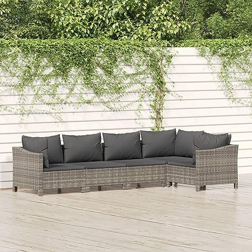 SECOLI Rattan gartenmöbel Set gartenlounge Outdoor Balkon Lounge Set balkonsofa loungesofa Outdoor Gartensofa Balkon sitzgruppe Lounge gartenmöbel mit Kissen-5-tlg-2