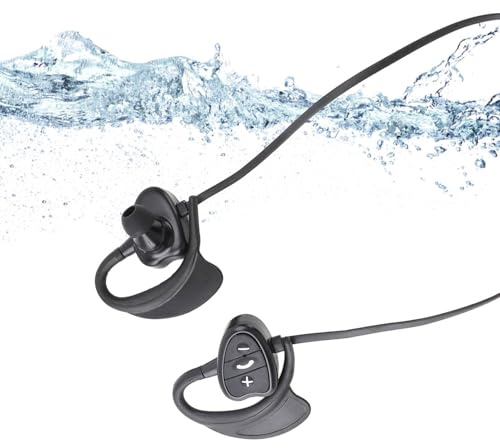 IPX8 Vattentäta Hörlurar för Simning, i örat Simhörlurar med 5.0, Trådlös Undervattens MP3-spelare, för Simning, Sport, Löpning (Svart)