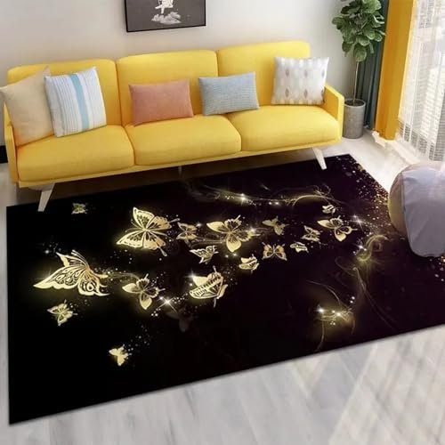 3D Wunderschöner Lila Blumenschmetterling Kinder Jungen Teppich Schlafzimmer Dekorativ Kinderzimmer Wohnzimmer,Matten Krabbelmatte Modern Weichem Flanell Kinderteppiche Waschbar 180 X 280 cm -5A8E0K5