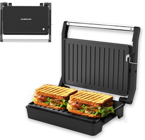 MUBENLIFE,Small Size, Mini Size Panini Press,Sandwich Press,Pnini Grill,Perfect for Grilling Sandwich,Steak,Burger,Panini,Sausage,Non-Stick Coating, Auto Temperature,GT59