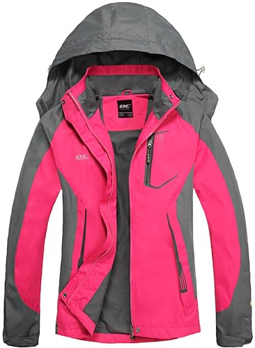 DCmount Giacca Antipioggia Donna Giacca a Vento Giacca Impermeabile Donna con Cappuccio Antivento Leggera per Trekking