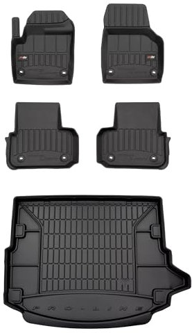 MOTOS Satz Gummifußmatten und Kofferraummatten passend für Land Rover Discovery Sport ab 2014 5 Passagiere, mit Aussparung rechts Verbessern Sie Ihren Reisekomfort mit Antirutschmatte Auto 3D- Allwett