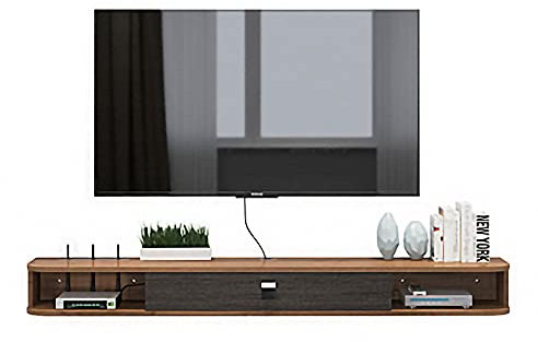 Meuble TV Flottant, unité de Rangement TV Murale pour Salon, Salle de Divertissement, Bureau, Console TV Suspendue avec 3 rangements/Noyer / 120 cm