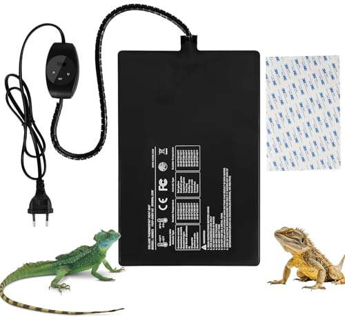 SWAWIS 23W Tapis Chauffant Terrarium avec Thermostat, 0-50℃ Coussin Chauffant Reptile Réglable avec Contrôle de Température pour Tortue Serpent Lézard Gecko Araignée Élevage d'Insectes(20x30cm)