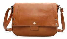 ALEXANDER MILANO Sac à bandoulière à rabat pour femme en cuir synthétique, multicompartiments, spacieux et léger, Marron, M