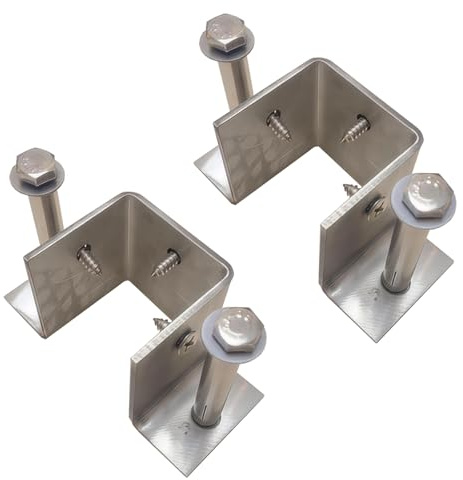 Pfostenträger Aufschraubhülse 2/4/6 Stück Pfostenankersockel für Beton, 60 90 150 190 mm, robuste seitlich ausgerichtete Deckgeländer-Basishalterung, Säulenhalter für Pavillons im Freien mit Dehnschra