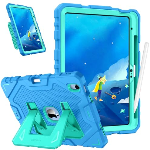 Fintie Barnvänligt fodral för iPad (A16) 11:e generationen, 11 tum (2025), iPad 10:e generationen, 10,9 tum (2022), robust, slitstarkt, stöttåligt skyddsfodral med stativ, blå