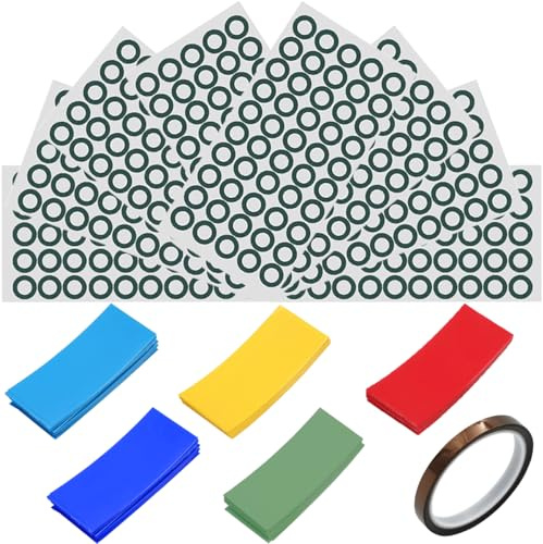 ZHUROUPU 400 Unidades de Anillos aislantes para baterías de Litio 18650 | Cinta de poliimida autoadhesiva resistente a altas temperaturas, anillo de aislamiento eléctrico, tubo termorretráctil