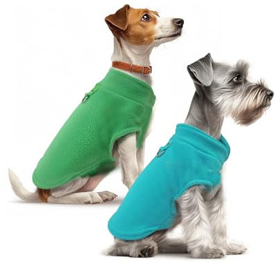 Sahunfri 2 Stück Hundepullover Kleine Katzen Hunde, Warme Weiche Fleecepullover Hundepullover für Kleine Katzen und Hunde mit Leine(Aqua+Green, M)
