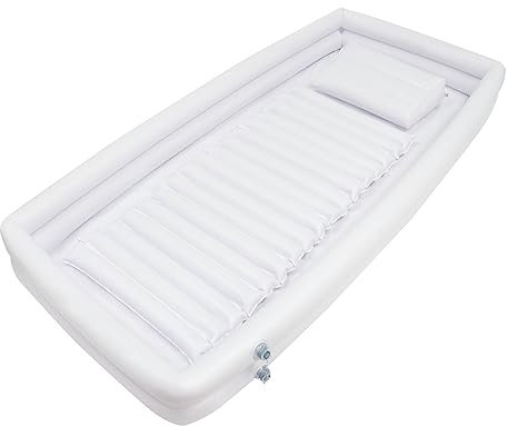 Aufblasbare Badewanne, 195x90x22cm PVC-Badewanne für Erwachsene, Aufblasbare Dusche am Bett mit Elektrischer Luftpumpe und Wassersack, Ganzkörperwaschung im Bett, ältere Menschen, Behinderte