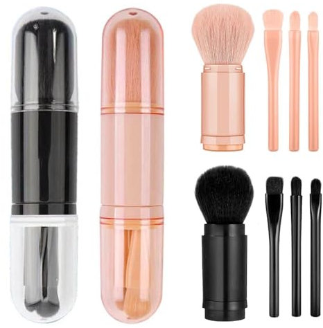 Pennello Da Quattro In Uno In 2 Parti, Mini Pennello Per Trucco Retattibile, Spazzola Per Vasche Da Viaggio, Set Di Pennelli Per Ombretti, Set Di Pennelli Per Trucco Creativo