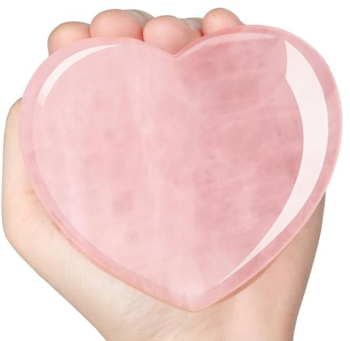 Rosenquarz Herz Groß Kristalle Heilkristalle 60x60mm,Naturliches Herz aus Stein Rosenquarz,Rose Quartz Herz - Heilkristalle, Geschenk für Frauen an Valentinstag,Geburtstag & Thanksgiving